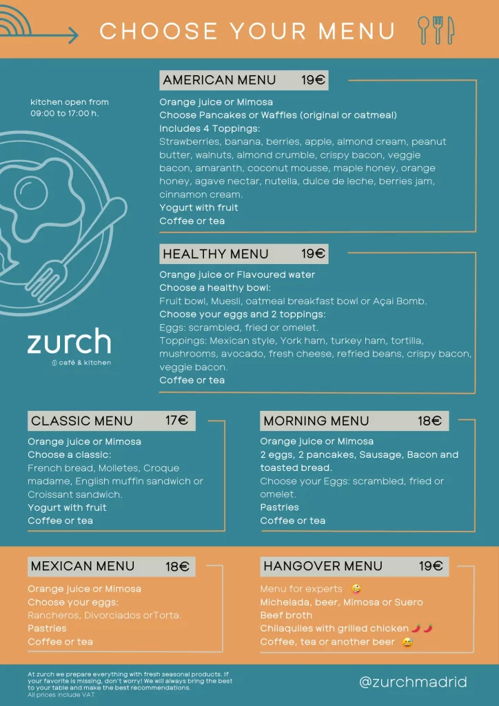 brunch menu madrid