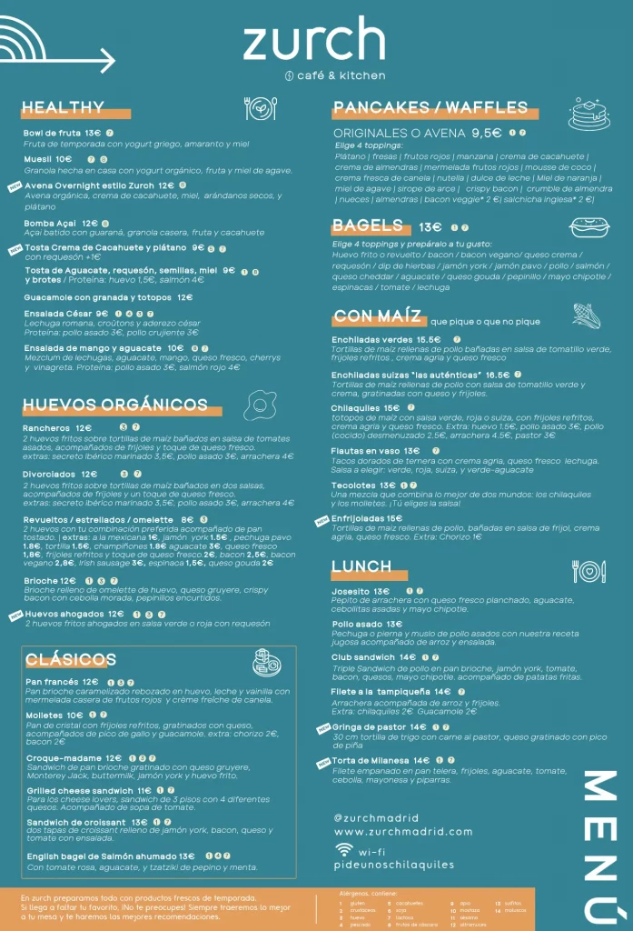 menu zurch madrid brunch
